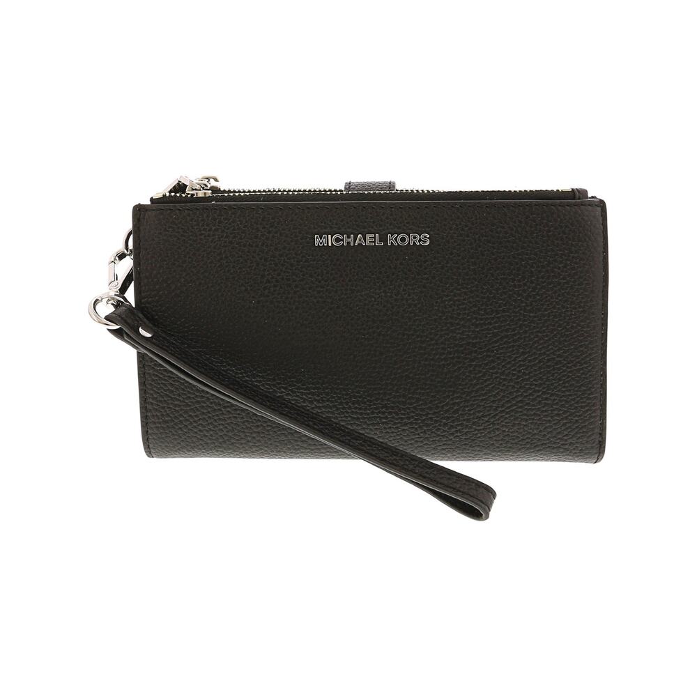 NWT Michael Kors Women Jet Set Double Zip Wristlet,Silver-Tone Hardware/Black-OS